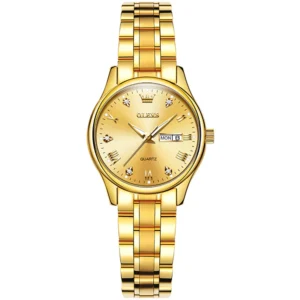 OLEVS 5563 Women Diamond Two-Tone Quartz Waterproof Luminous Wrist Watch