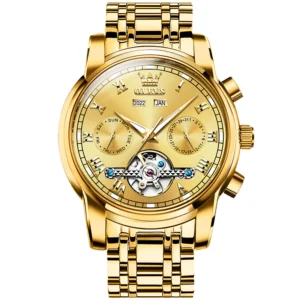 OLEVS 6607 Automatic Watch for Men Self Winding Mechanical Luxury Calendar Waterproof Luminous Wrist Watches