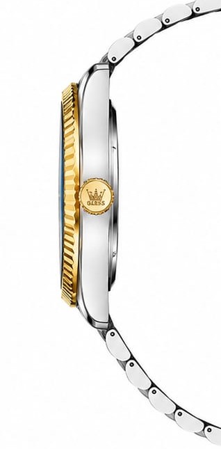 Blue Dial Luxury Watch With Stylish Gold And Stainless Steel Straps For Men - Image 3
