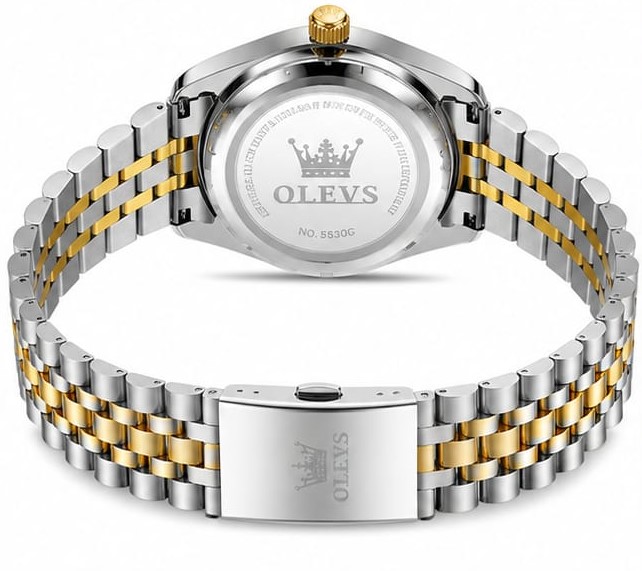 Blue Dial Luxury Watch With Stylish Gold And Stainless Steel Straps For Men - Image 4
